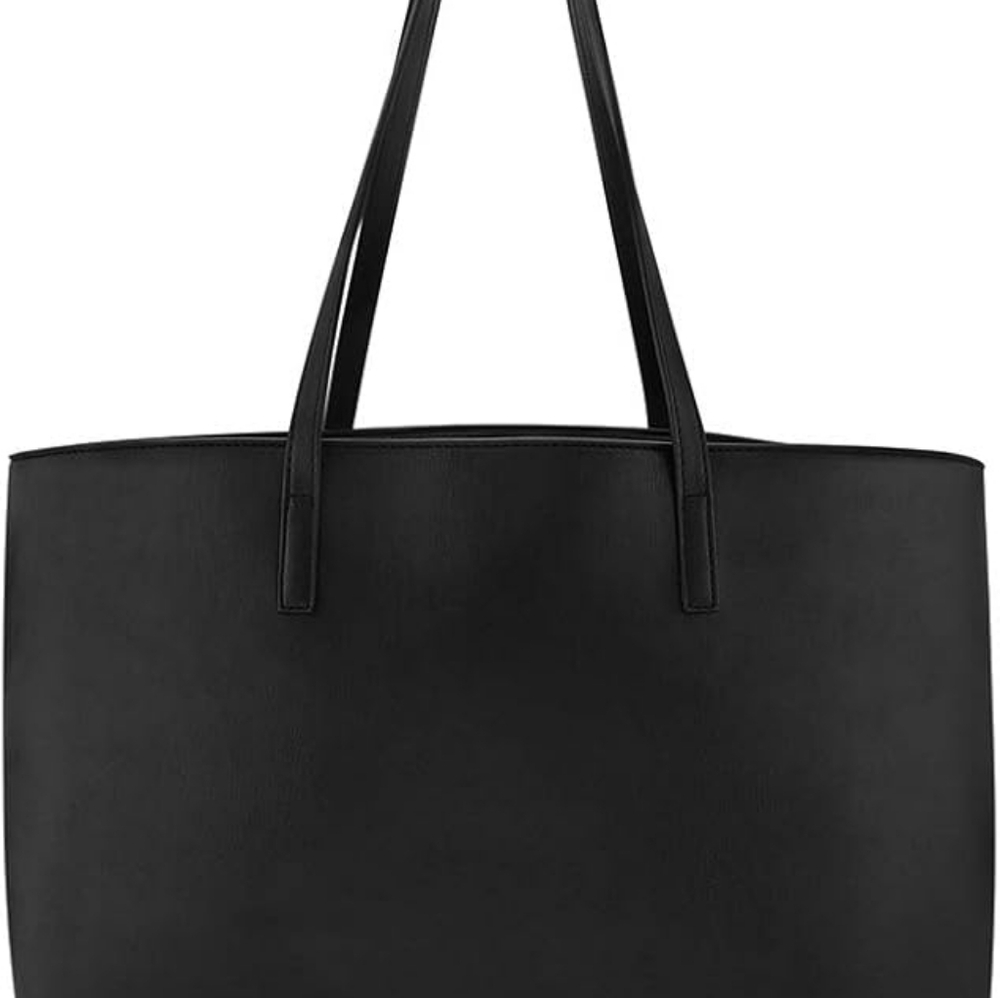 Lulu Dharma Black Vegan Leather Tote Women Bag Elegant Stylish Casual